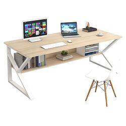 Masa de birou Tempo Kondela Tarcal 140x60 (Natural Oak/White) Thumb