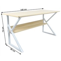 Masa de birou Tempo Kondela Tarcal 140x60 (Natural Oak/White) Thumb