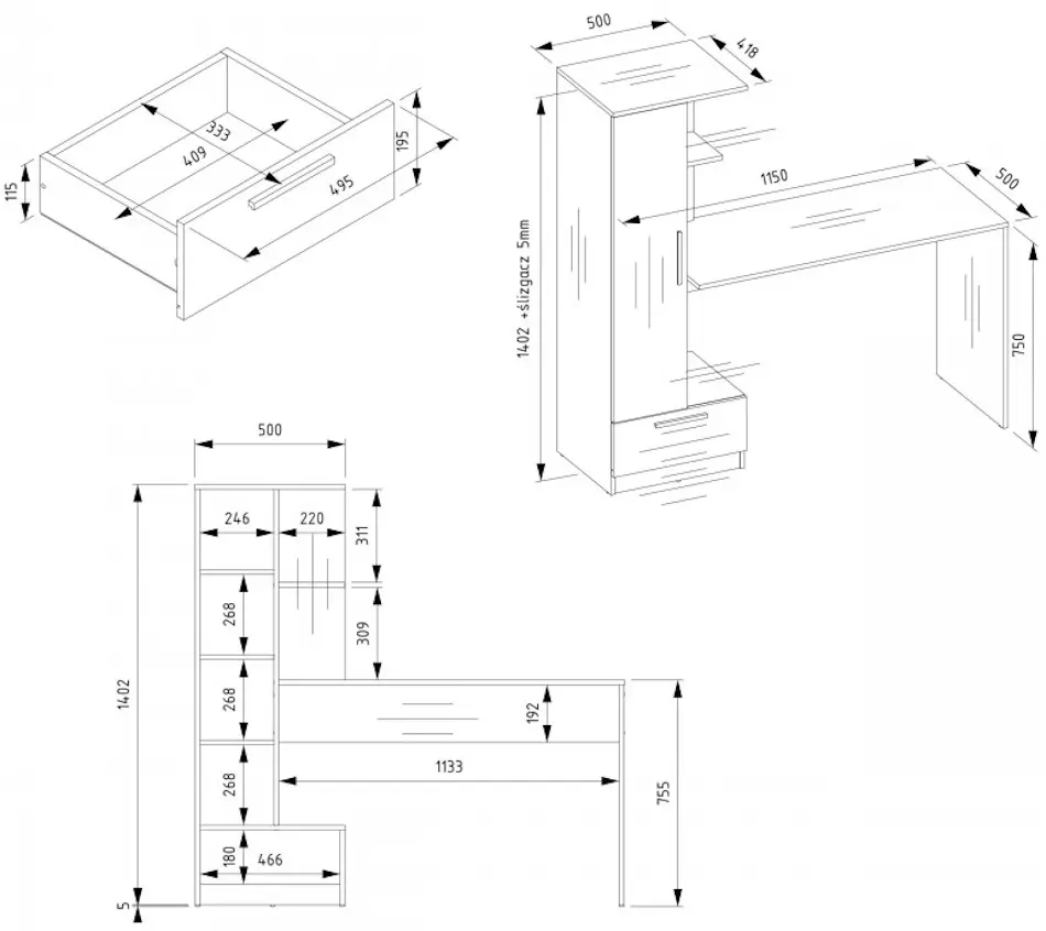Стол компьютерный TopEshop Cosmo (Artisan Oak) - 8