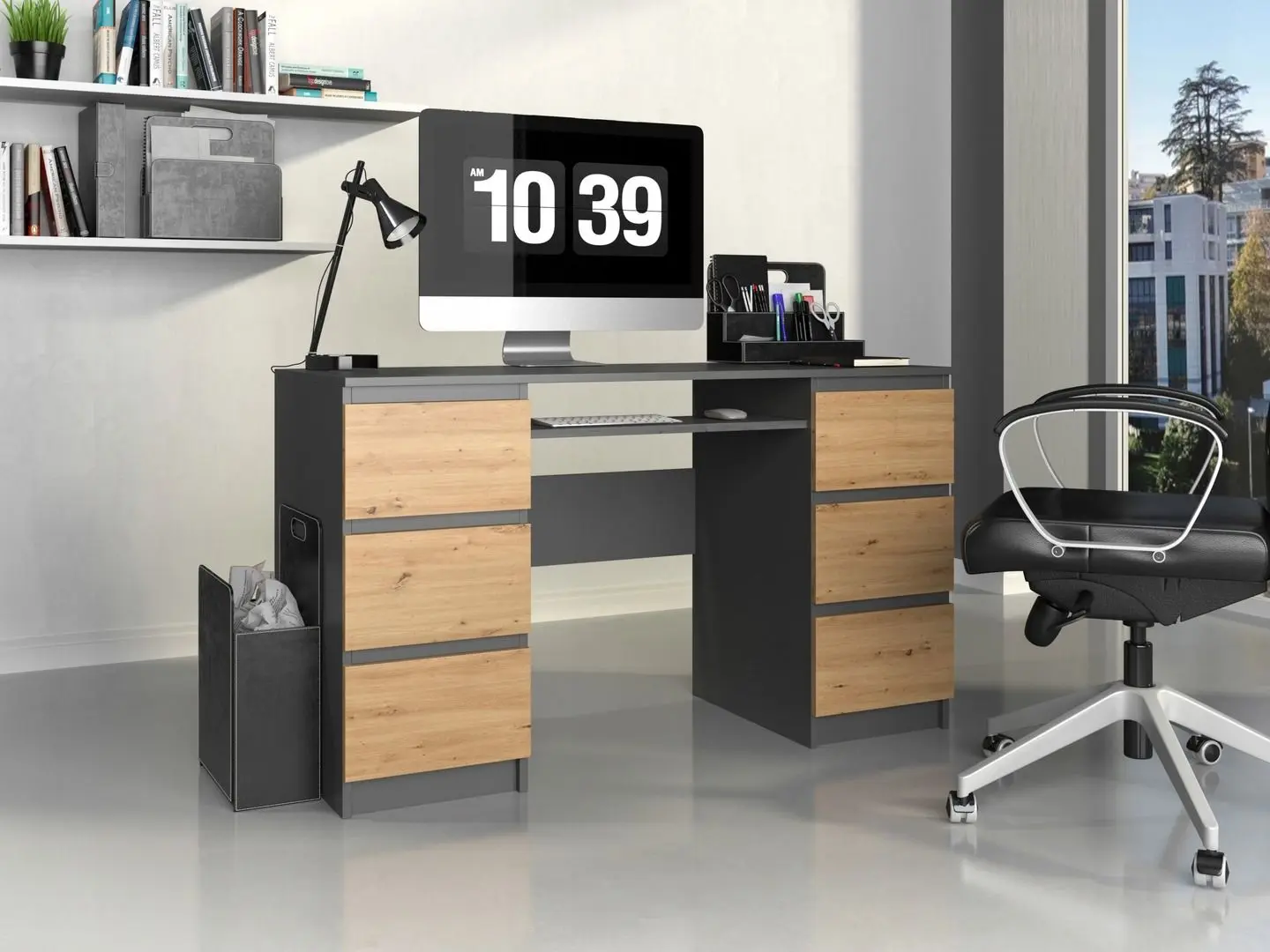 Стол компьютерный TopEshop Kuba (Anthracite/Artisan Oak)