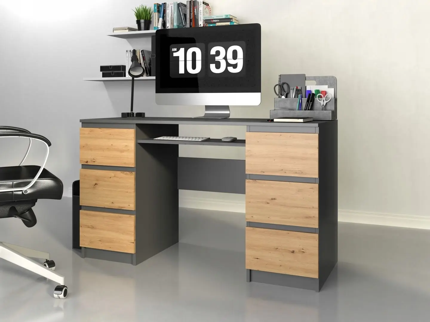 Стол компьютерный TopEshop Kuba (Anthracite/Artisan Oak)