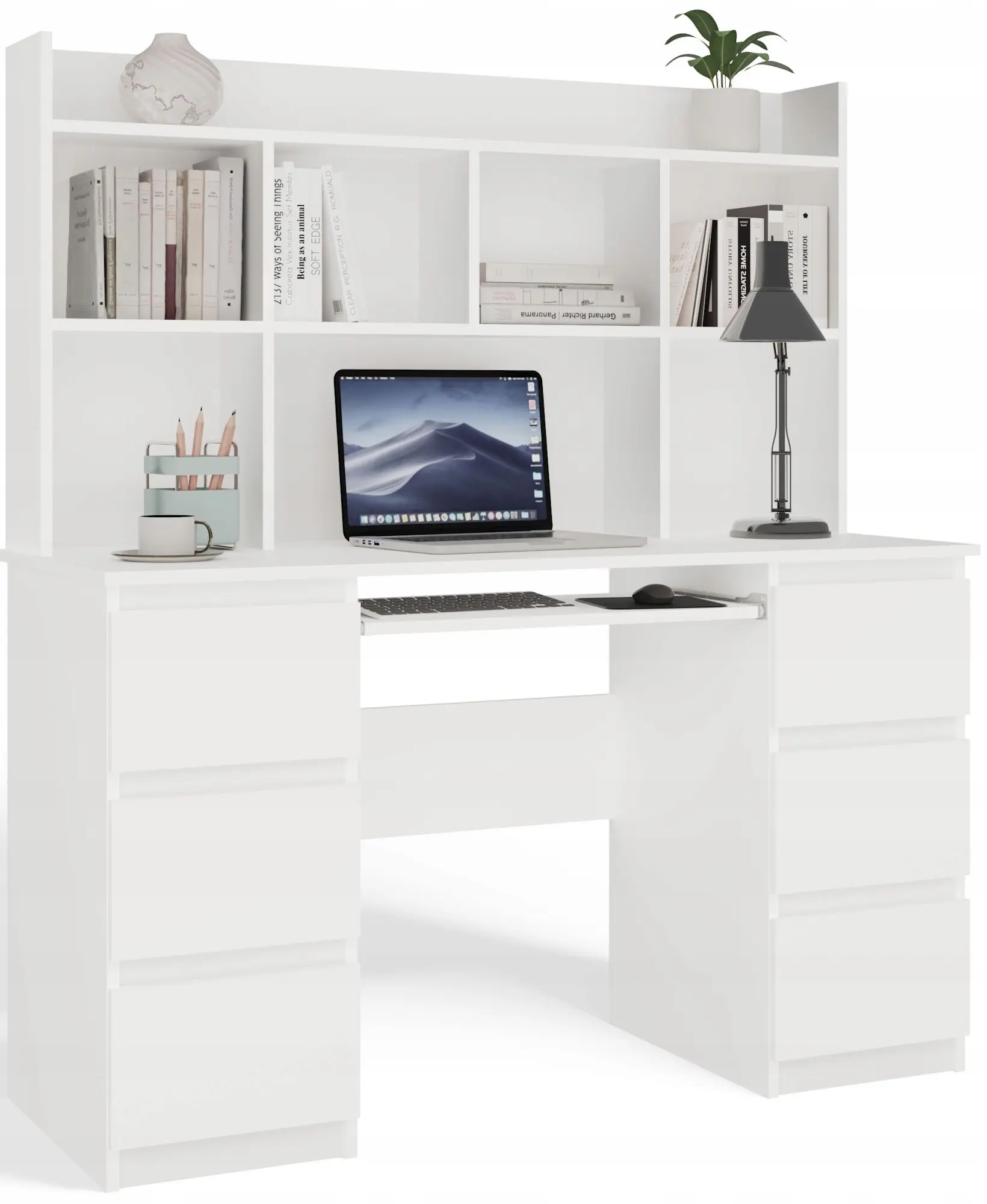 Masa de calculator TopEshop Kuba cu etajera (White) - 5