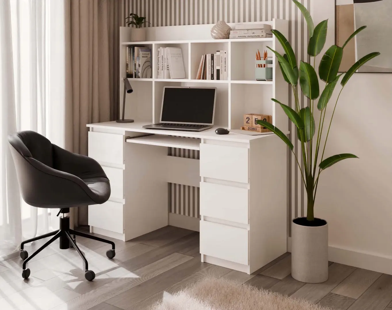 Masa de calculator TopEshop Kuba cu etajera (White)