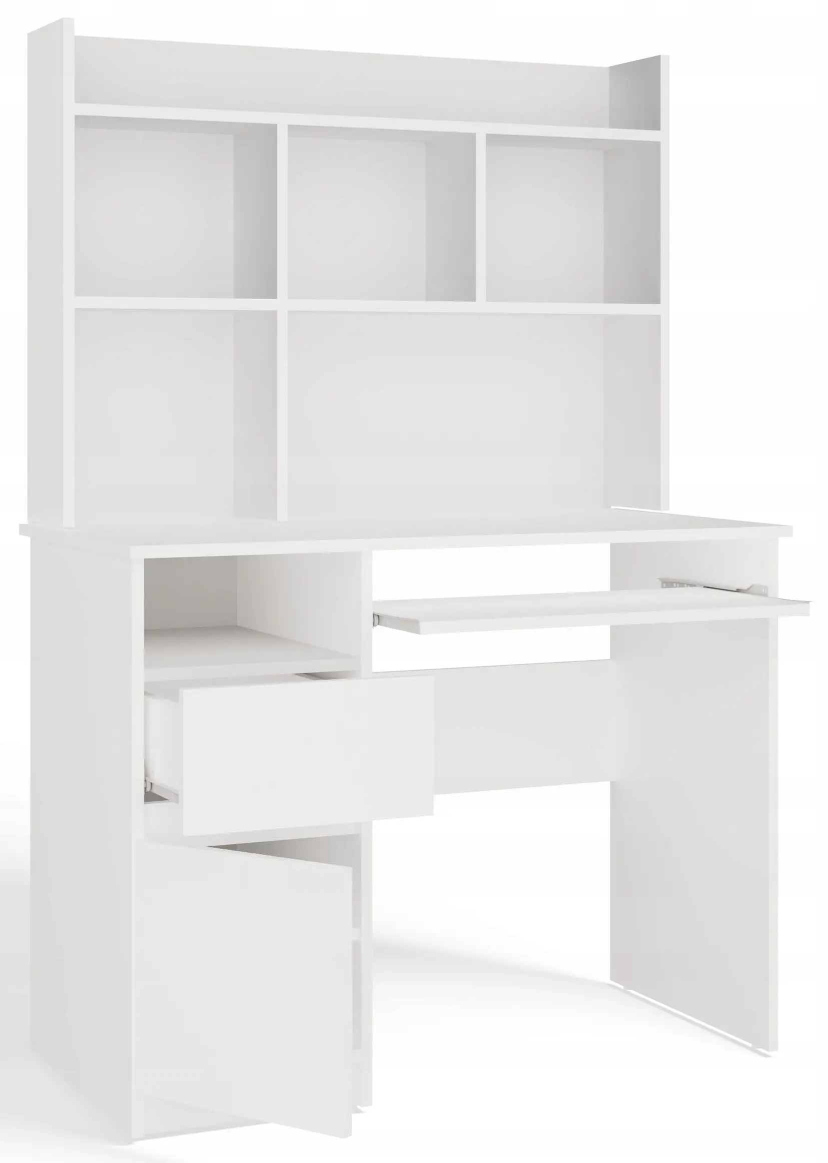 Masa de calculator TopEshop Porto Left cu etajera (White) - 5