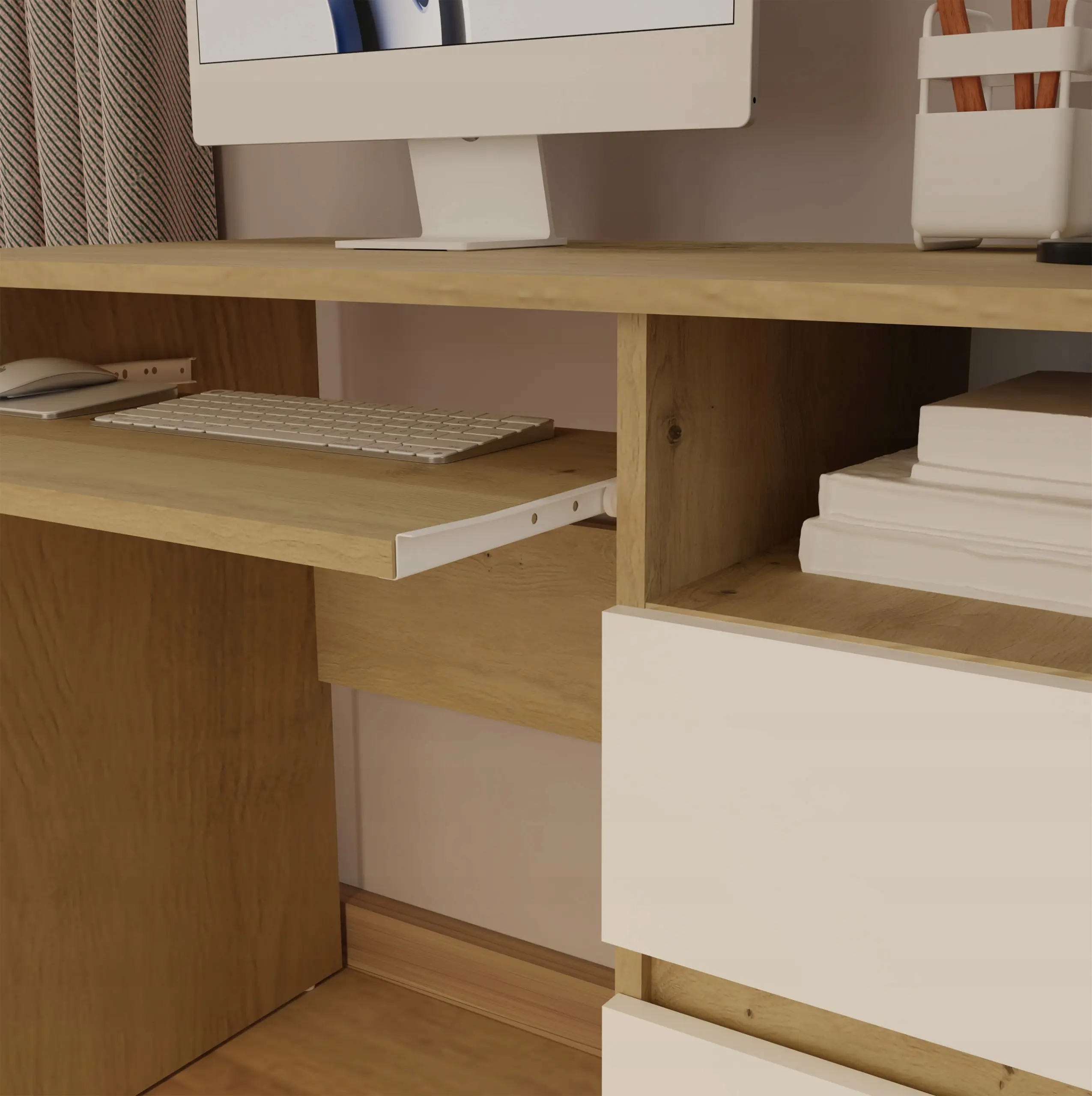 Стол компьютерный TopEshop Porto Right (Artisan Oak/White) - 5