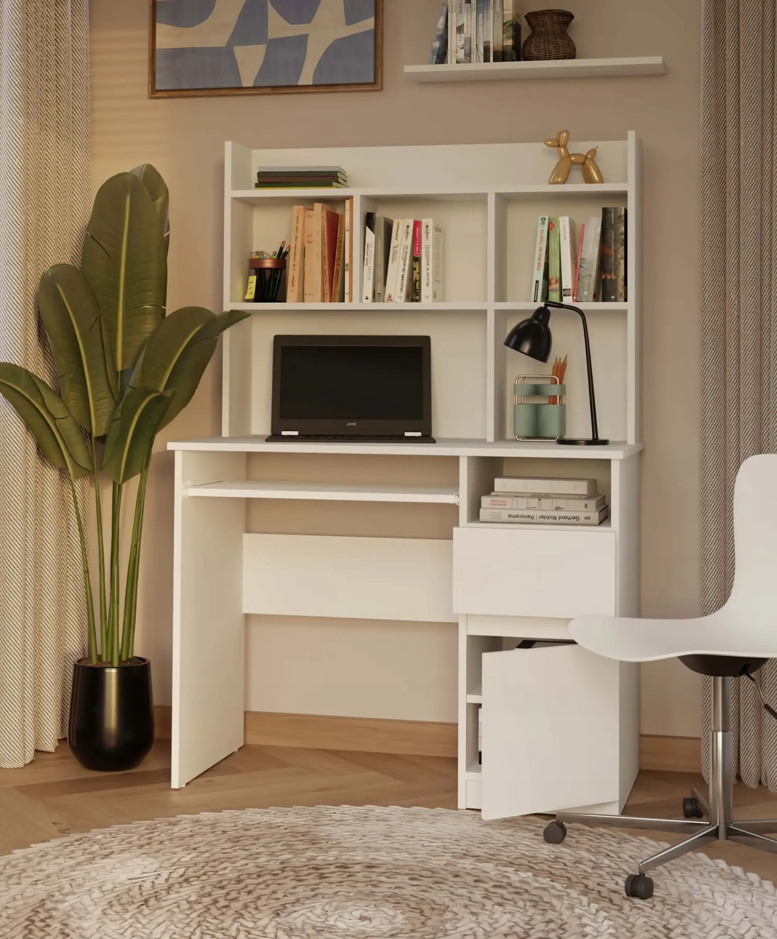 Стол компьютерный TopEshop Porto Right со стеллажом (White) - 10