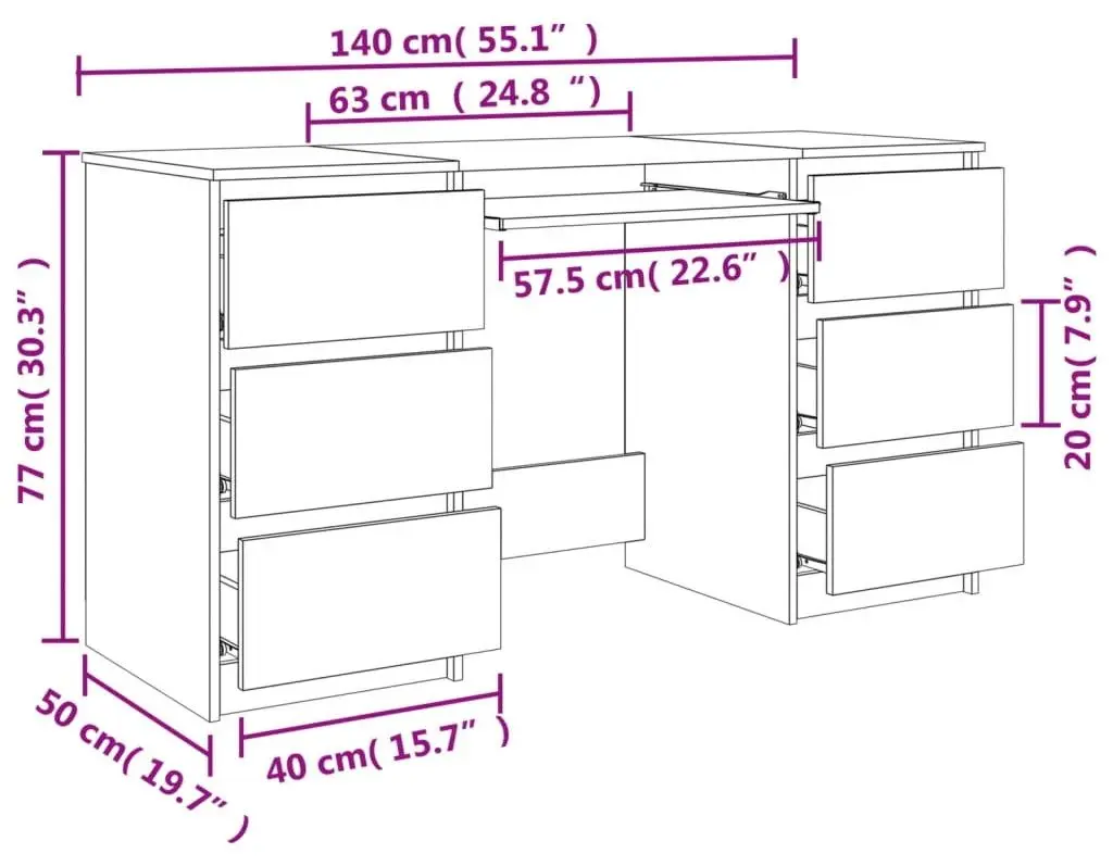 Masa de calculator VidaXL 800813 (Sonoma Oak)