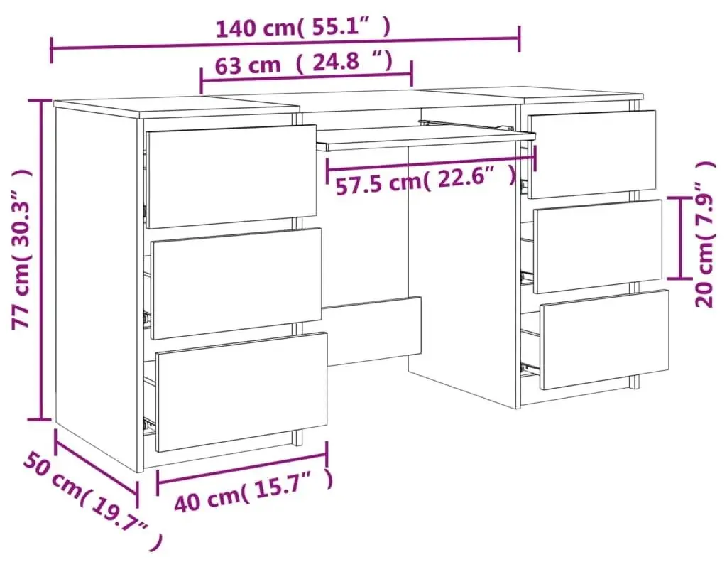 Стол компьютерный VidaXL 800814 (Concrete Grey)