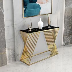 Консольный стол с зеркалом Casa Moora IDRSET12 (Black Marble/Gold) Thumb