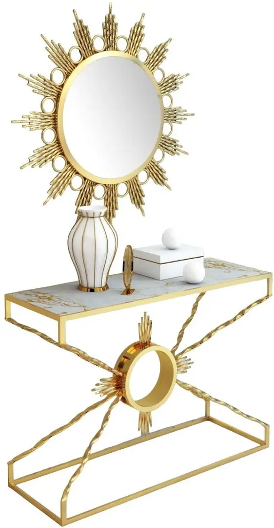 Консольный стол с зеркалом Casa Moora IDSET11 (Gold/White Marble)