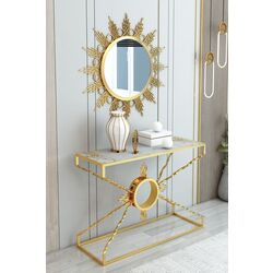 Masa auxiliara cu oglinda Casa Moora IDSET11 (Gold/White Marble)