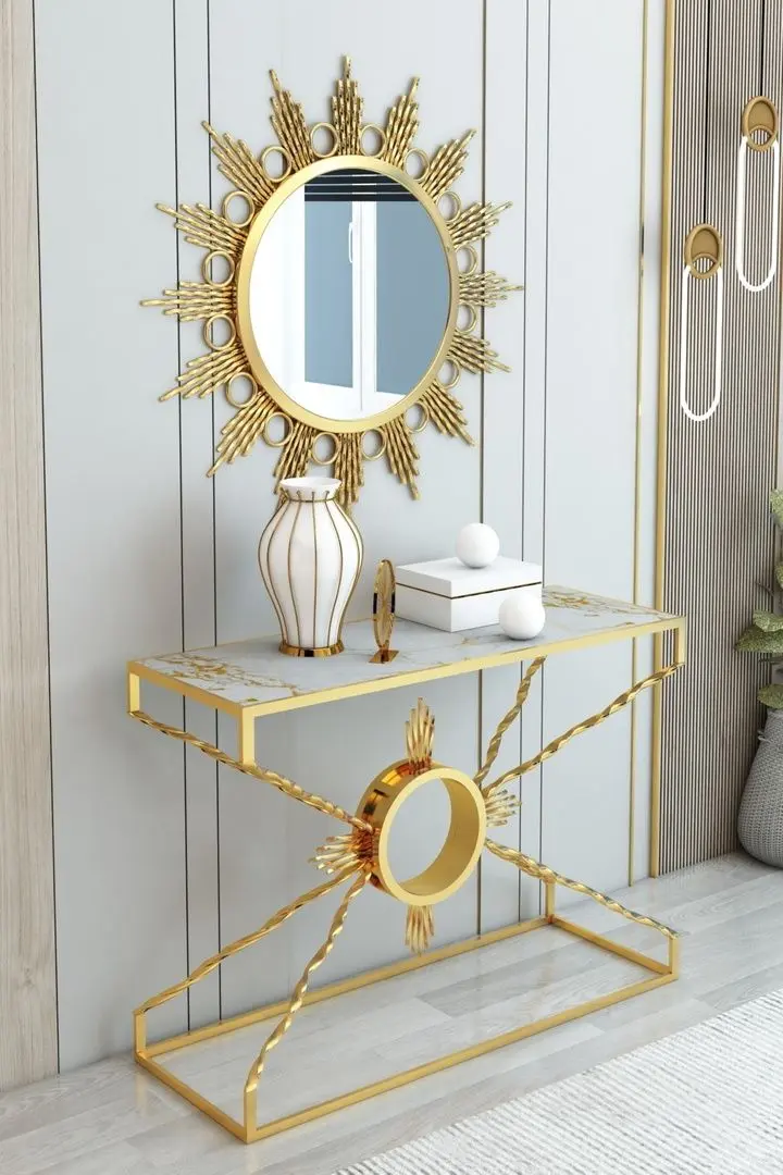 Консольный стол с зеркалом Casa Moora IDSET11 (Gold/White Marble)