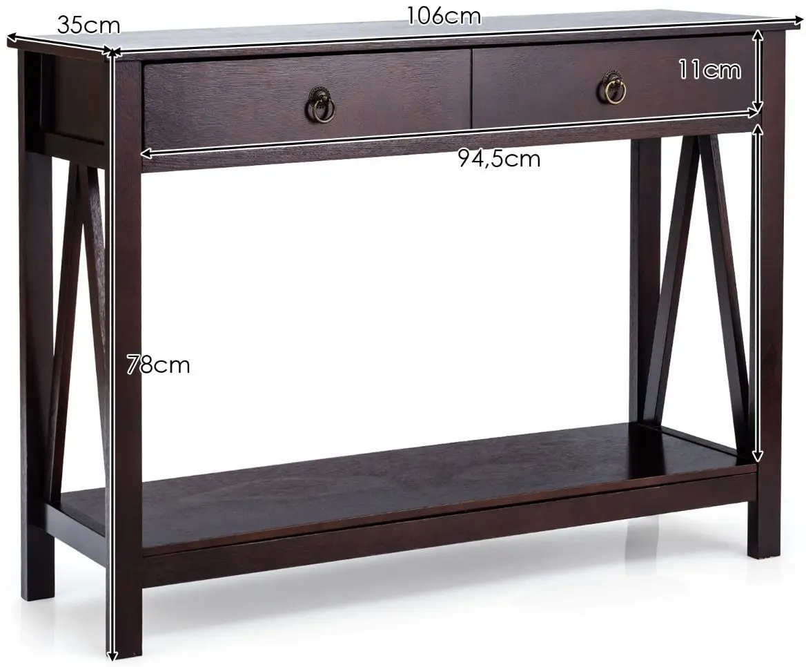 Консольный стол Costway HW65911BN (Espresso) - 4
