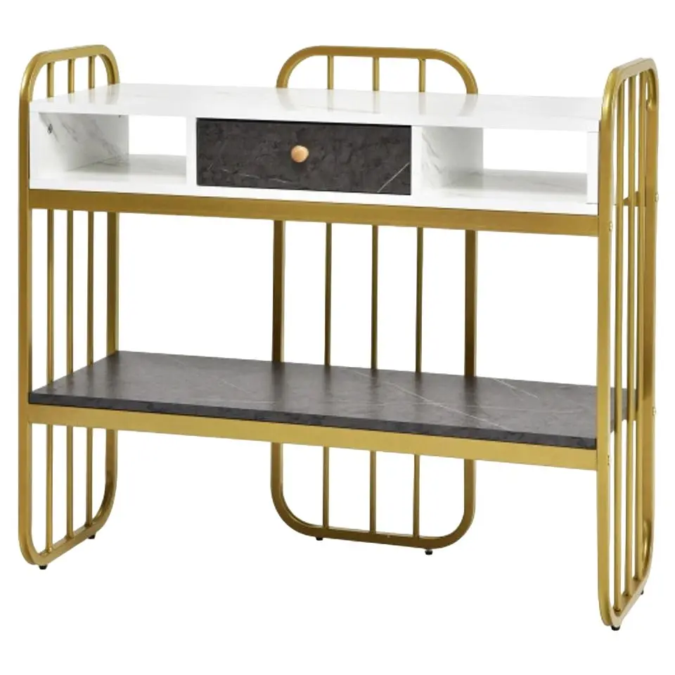 Masa auxiliara Costway JV10384WH (White/Black/Gold)