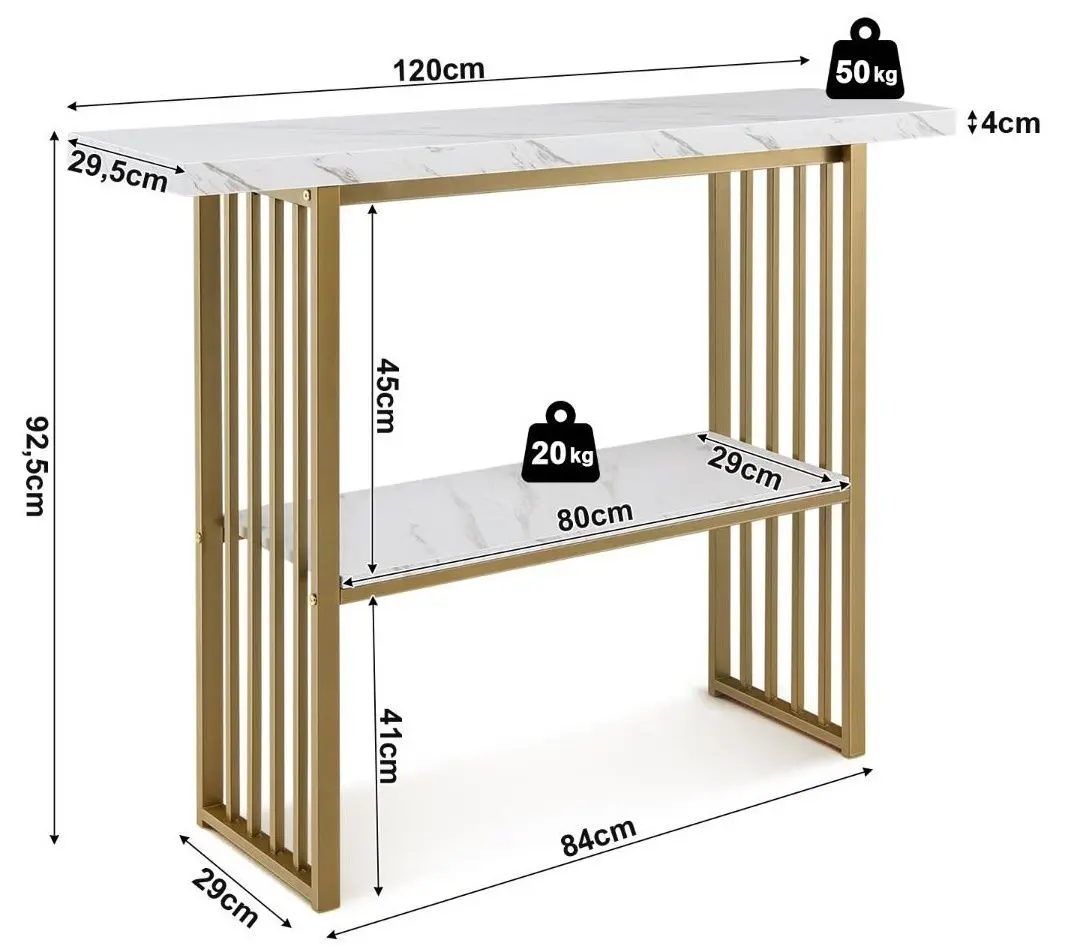 Консольный стол Costway JV10498WH (White/Gold)