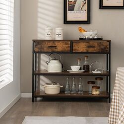 Консольный стол Costway JV10599CF (Rustic Brown/Black) Thumb