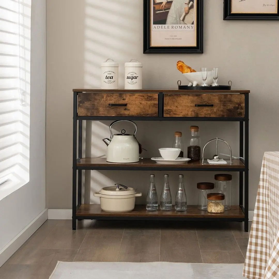 Консольный стол Costway JV10599CF (Rustic Brown/Black)