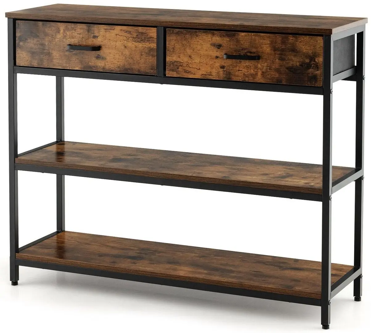 Консольный стол Costway JV10599CF (Rustic Brown/Black)