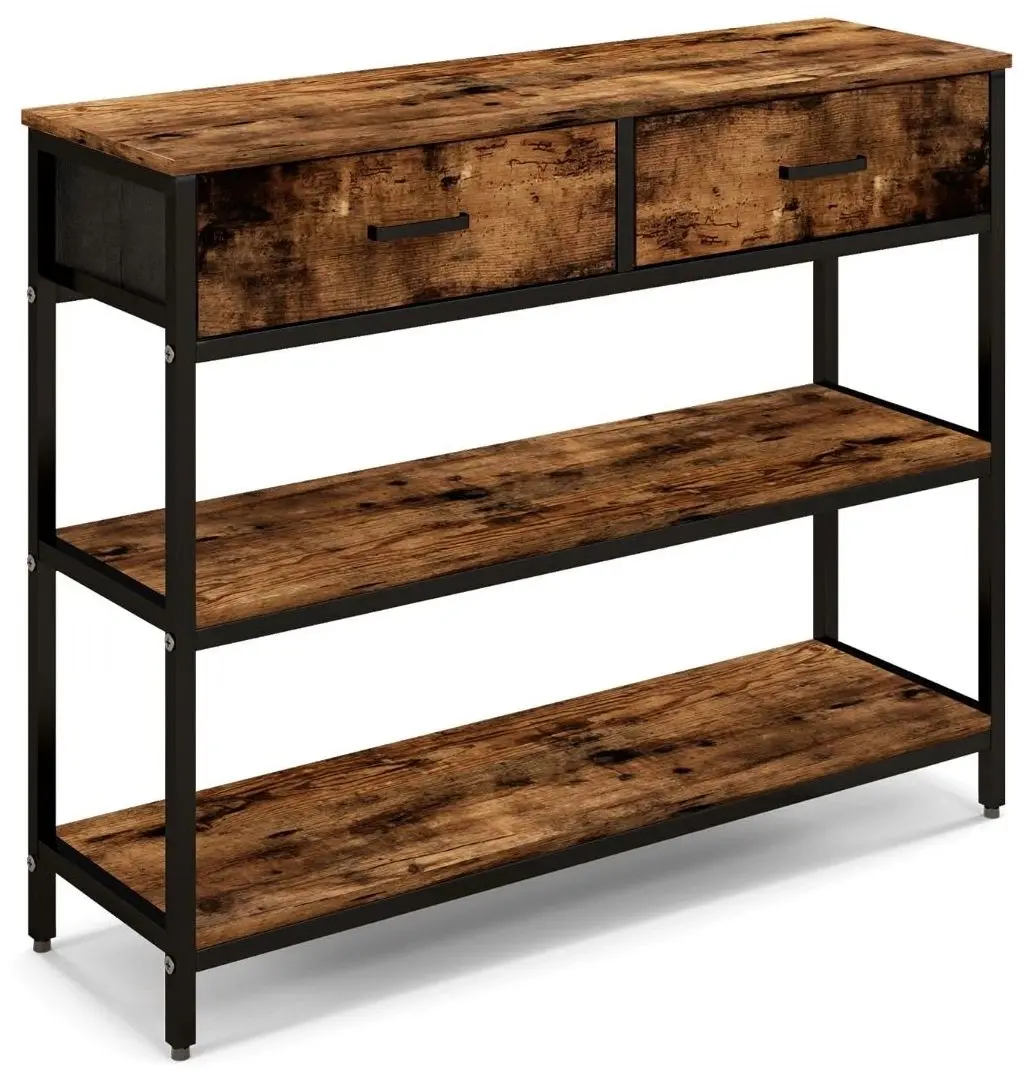 Консольный стол Costway JV10599CF (Rustic Brown/Black)