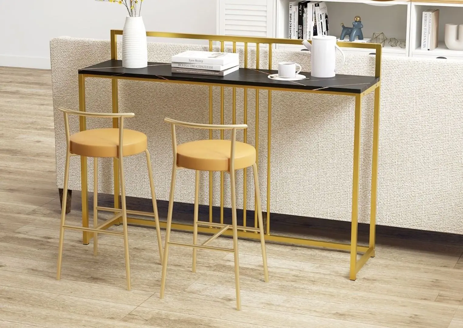 Консольный стол Costway JV10982DK (Black/Gold)