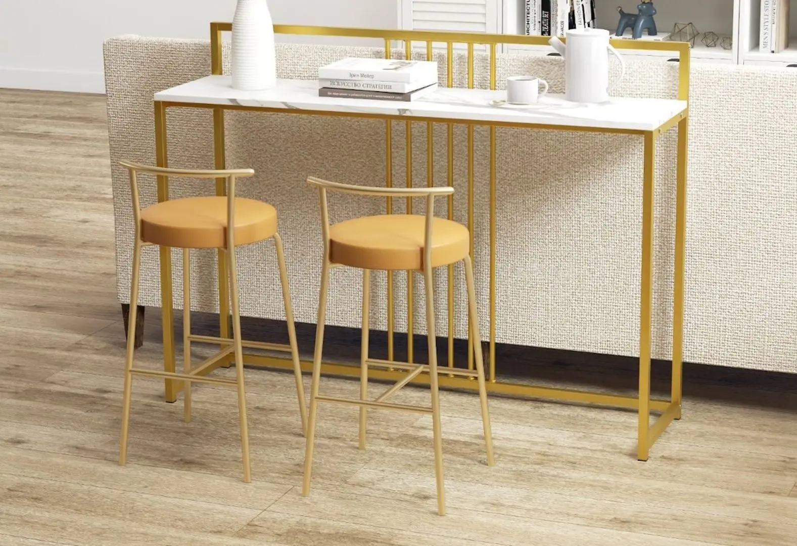 Masa auxiliara Costway JV10982WH (White/Gold)