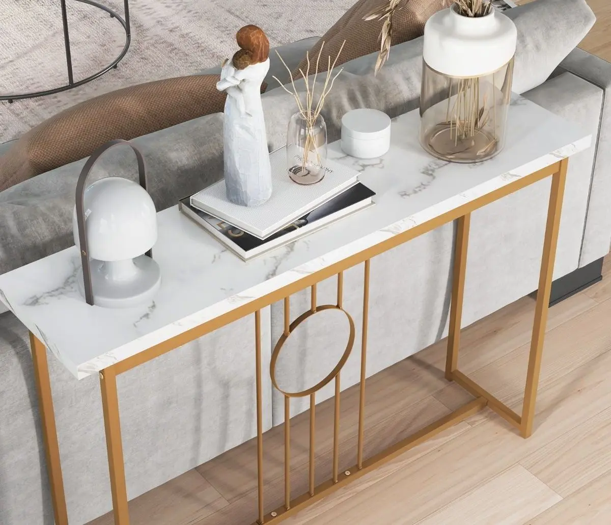 Masa auxiliara Costway JV10993WH (White/Gold)