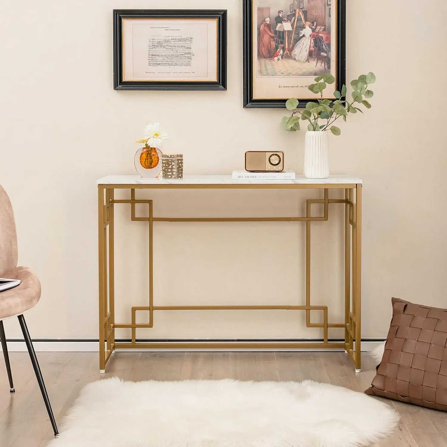 Консольный стол Costway JV11203WH (White/Gold) - 4