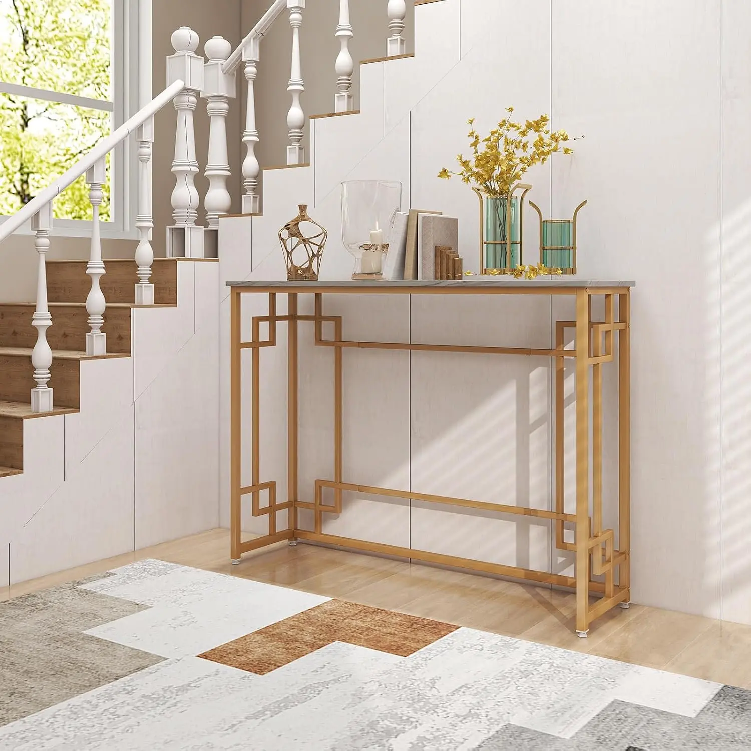 Консольный стол Costway JV11203WH (White/Gold) - 5