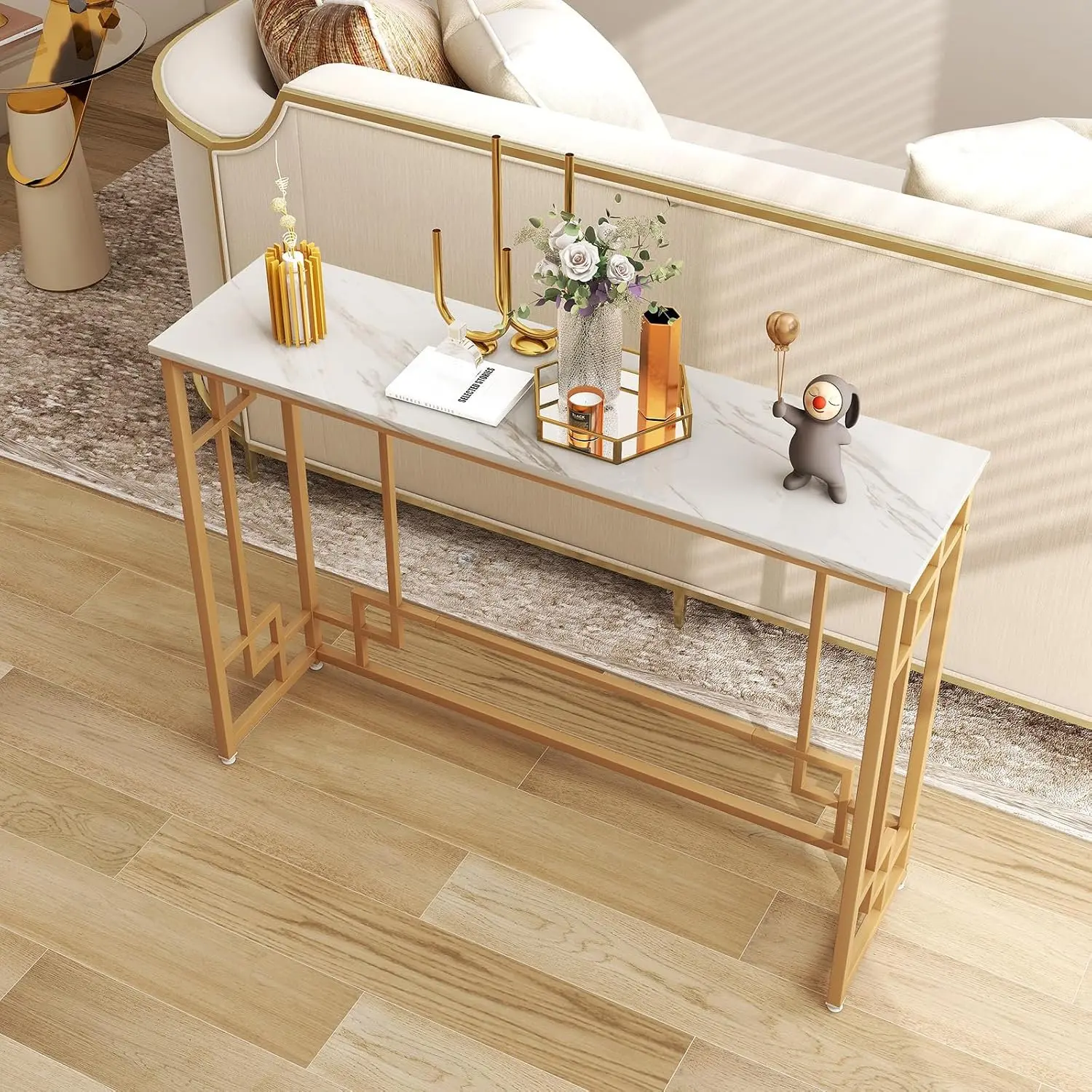 Консольный стол Costway JV11203WH (White/Gold) - 6