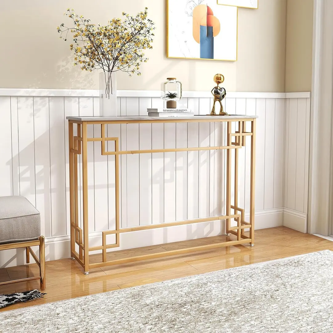 Консольный стол Costway JV11203WH (White/Gold)