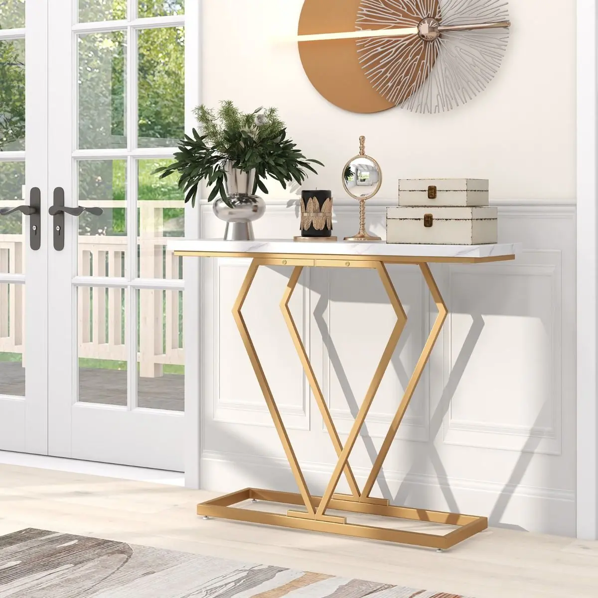 Masa auxiliara Costway JV11204WH (White/Gold) - 6