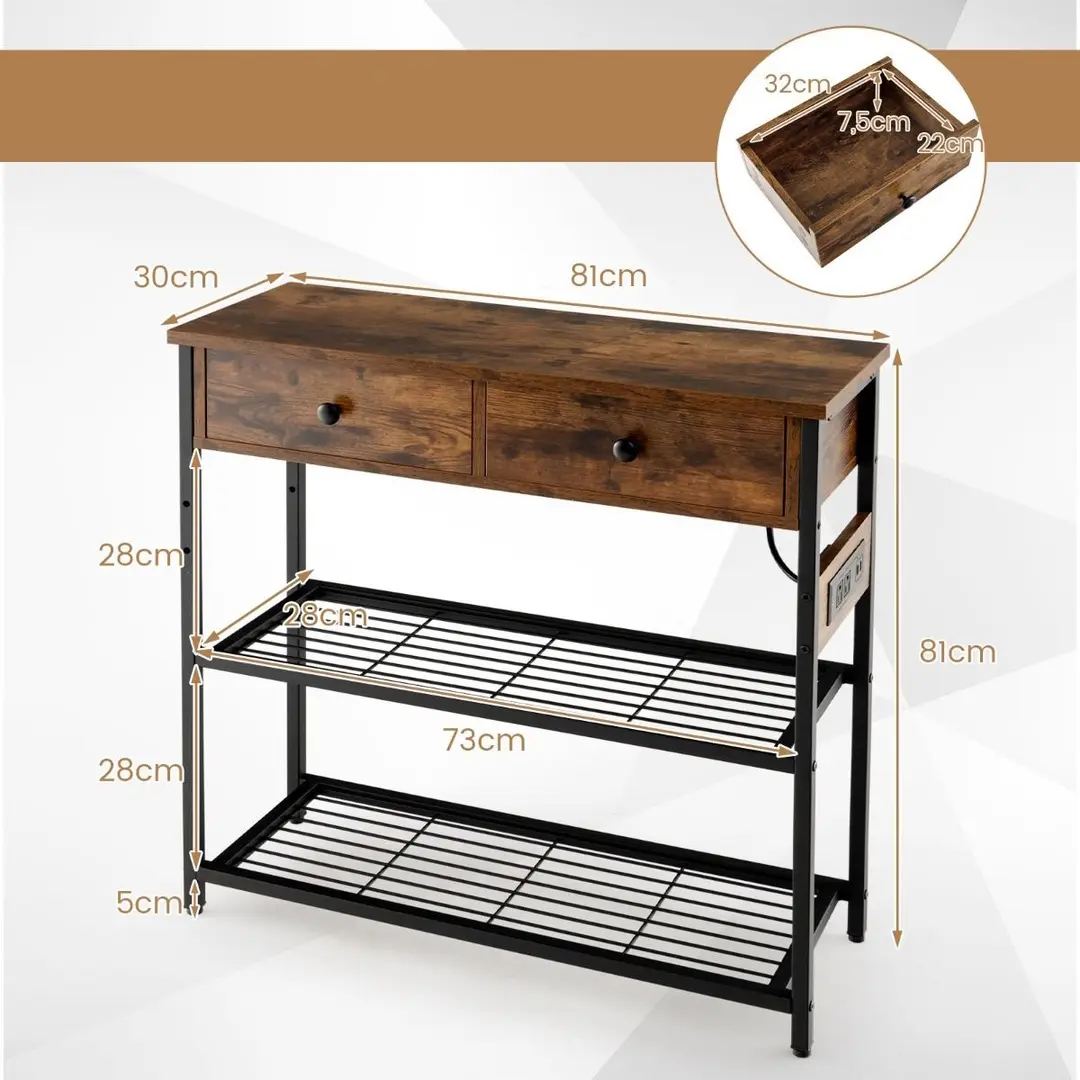 Консольный стол Costway JV11721DE-CF (Rustic Brown)