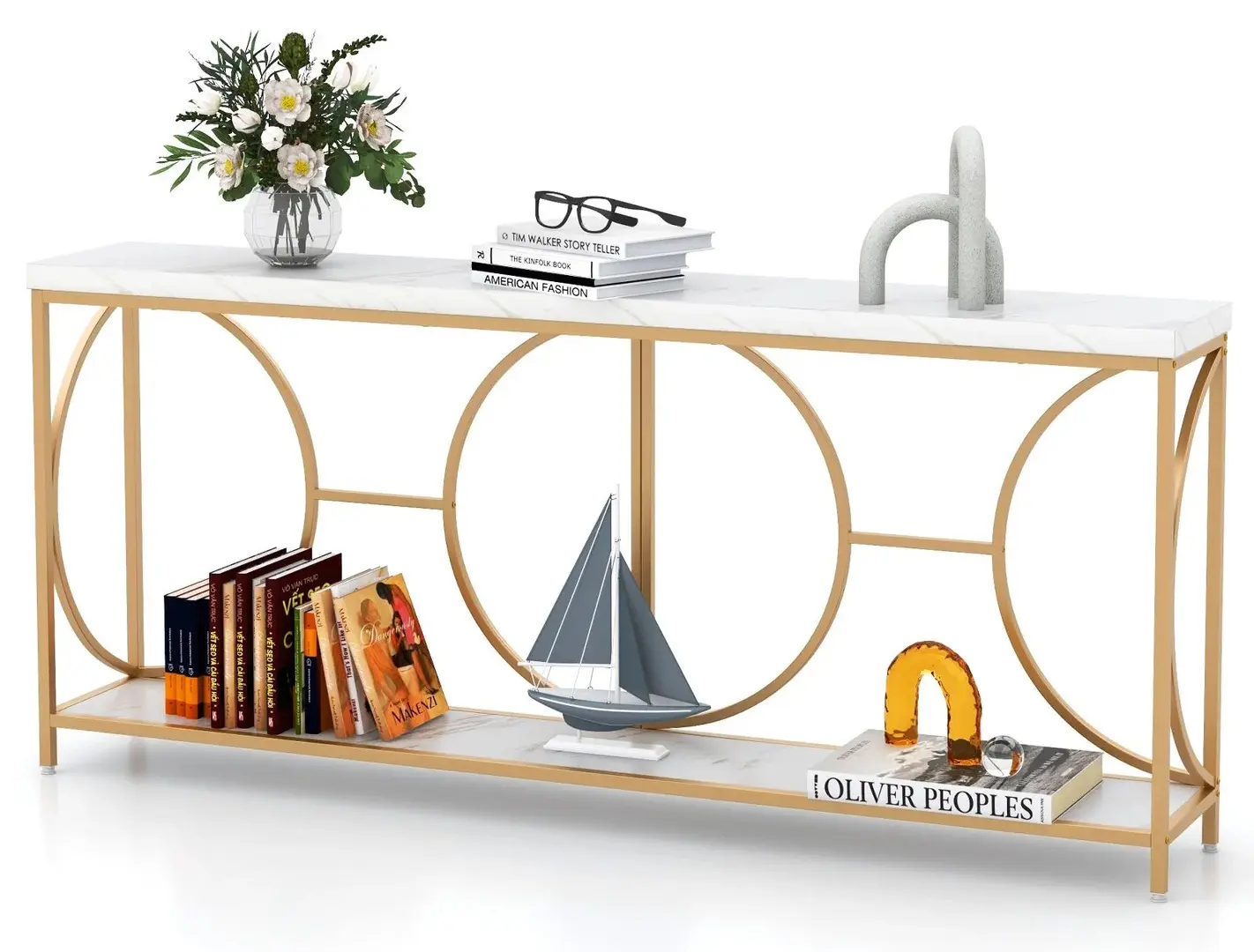 Консольный стол Costway JV12017WH (White/Gold)