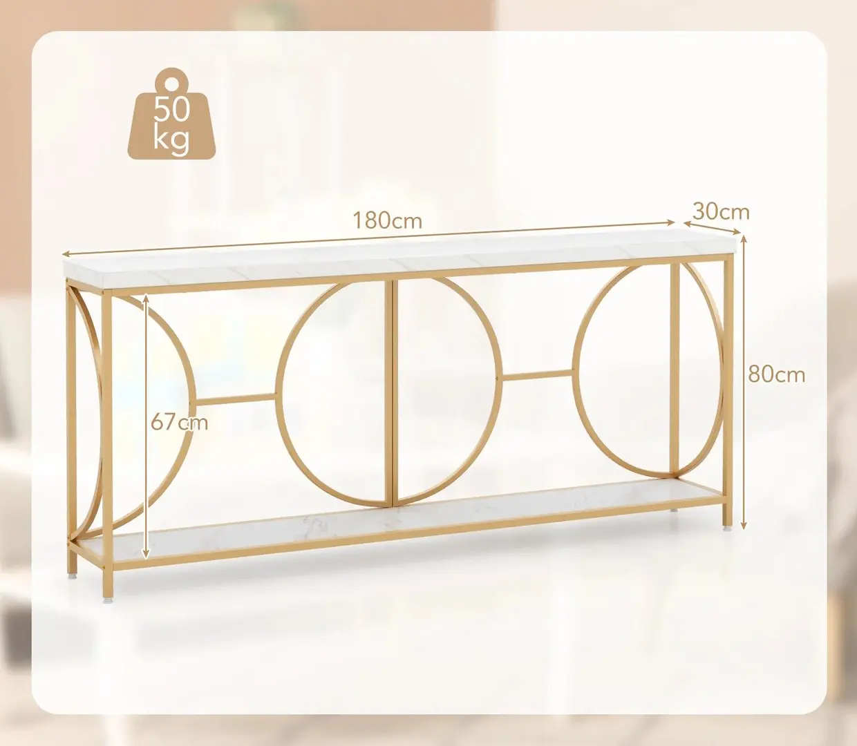 Консольный стол Costway JV12017WH (White/Gold)