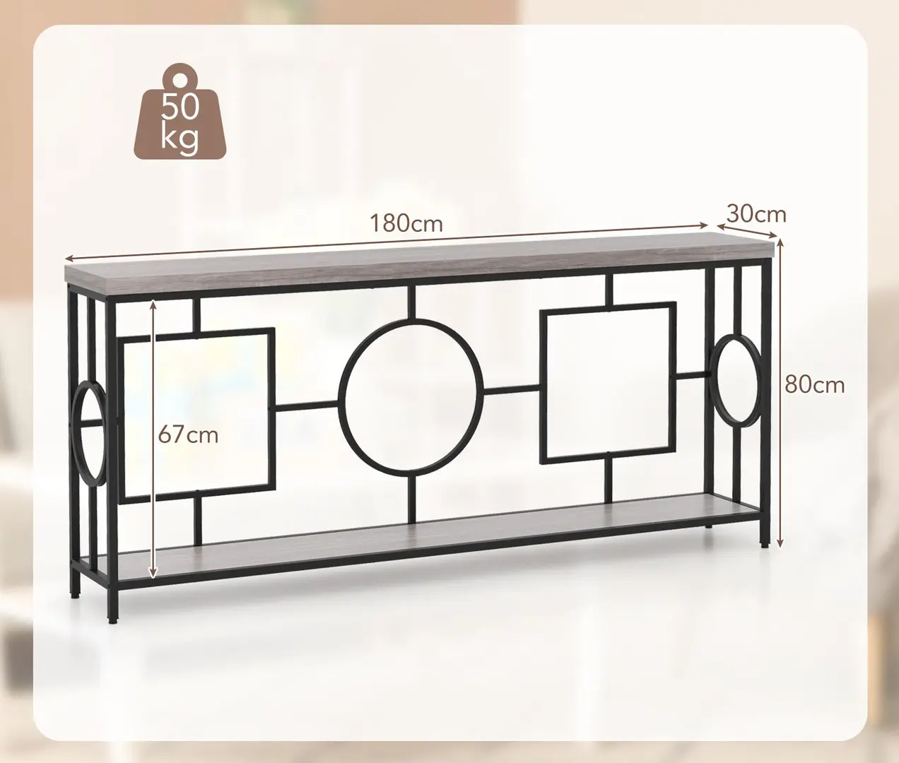 Консольный стол Costway JV12018CF (Grey/Black)