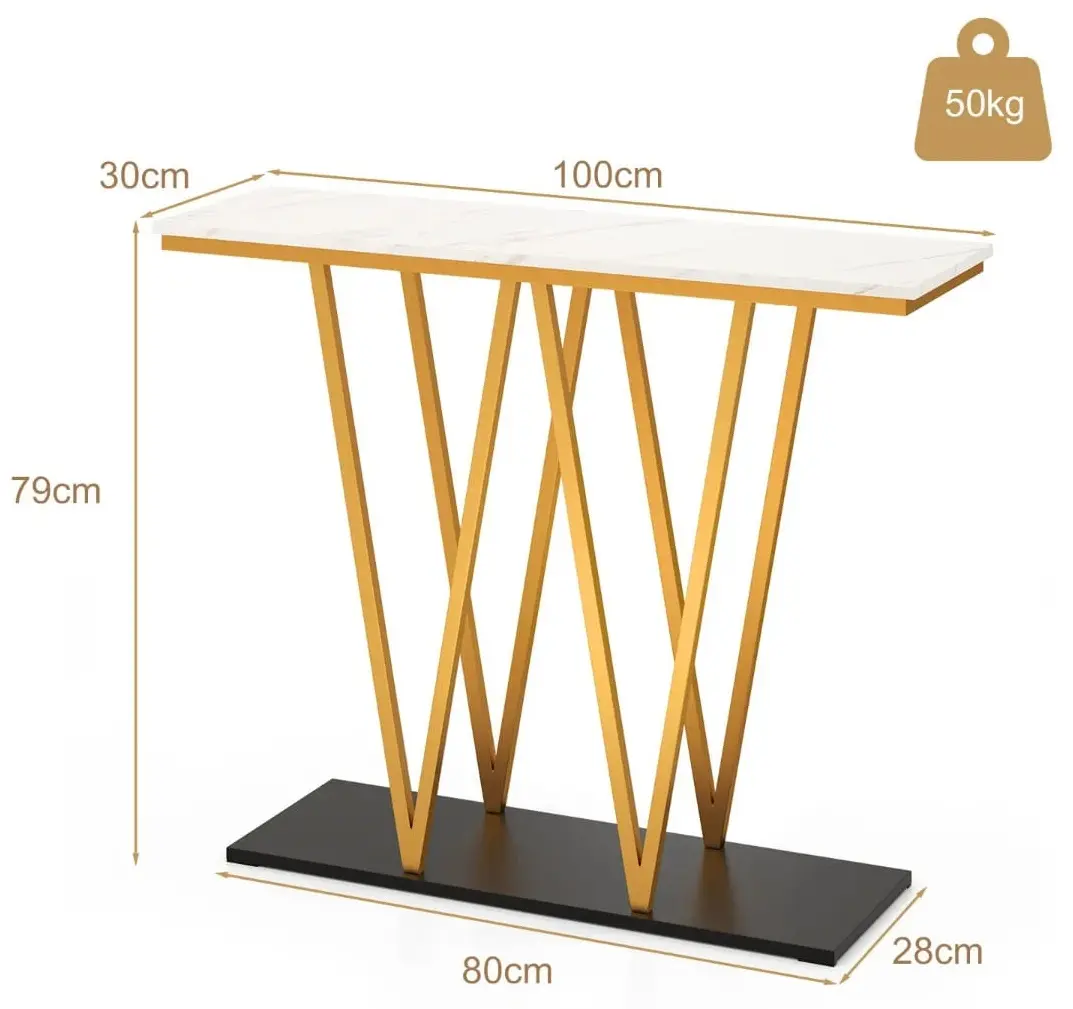 Masa auxiliara Costway JV12416WH (White/Gold)
