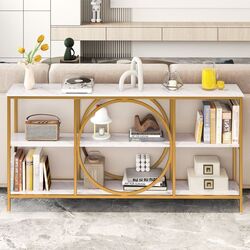 Консольный стол Costway JV12463WH (White/Gold) Thumb