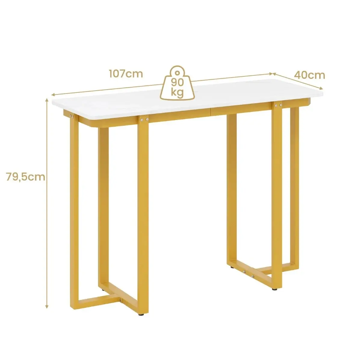 Masa auxiliara Costway JV12593GD (White/Gold) - 3