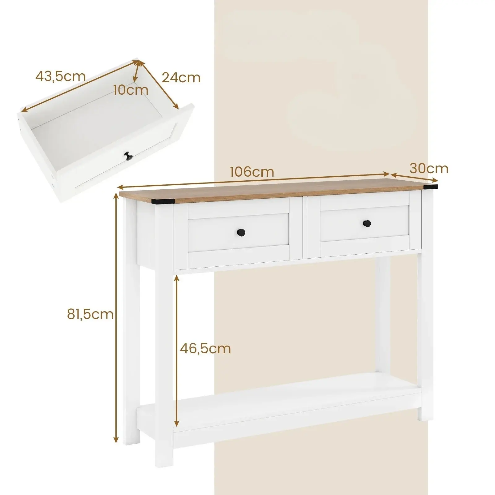 Консольный стол Costway JV12618WH (White) - 3
