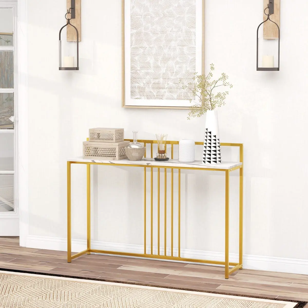 Консольный стол Costway JV13092WH (White/Gold) - 4