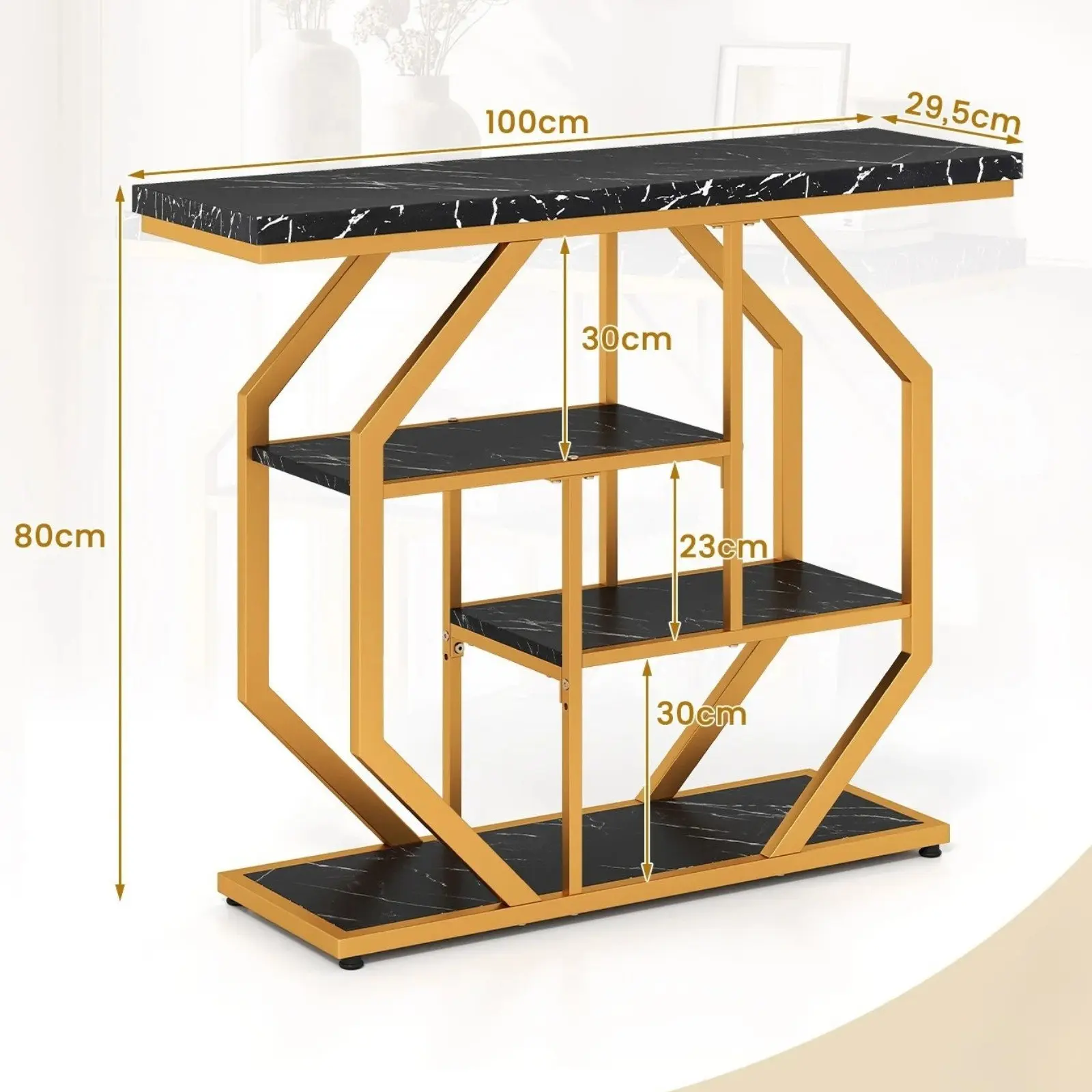 Masa auxiliara Costway JV13295DK (Black/Gold) - 3