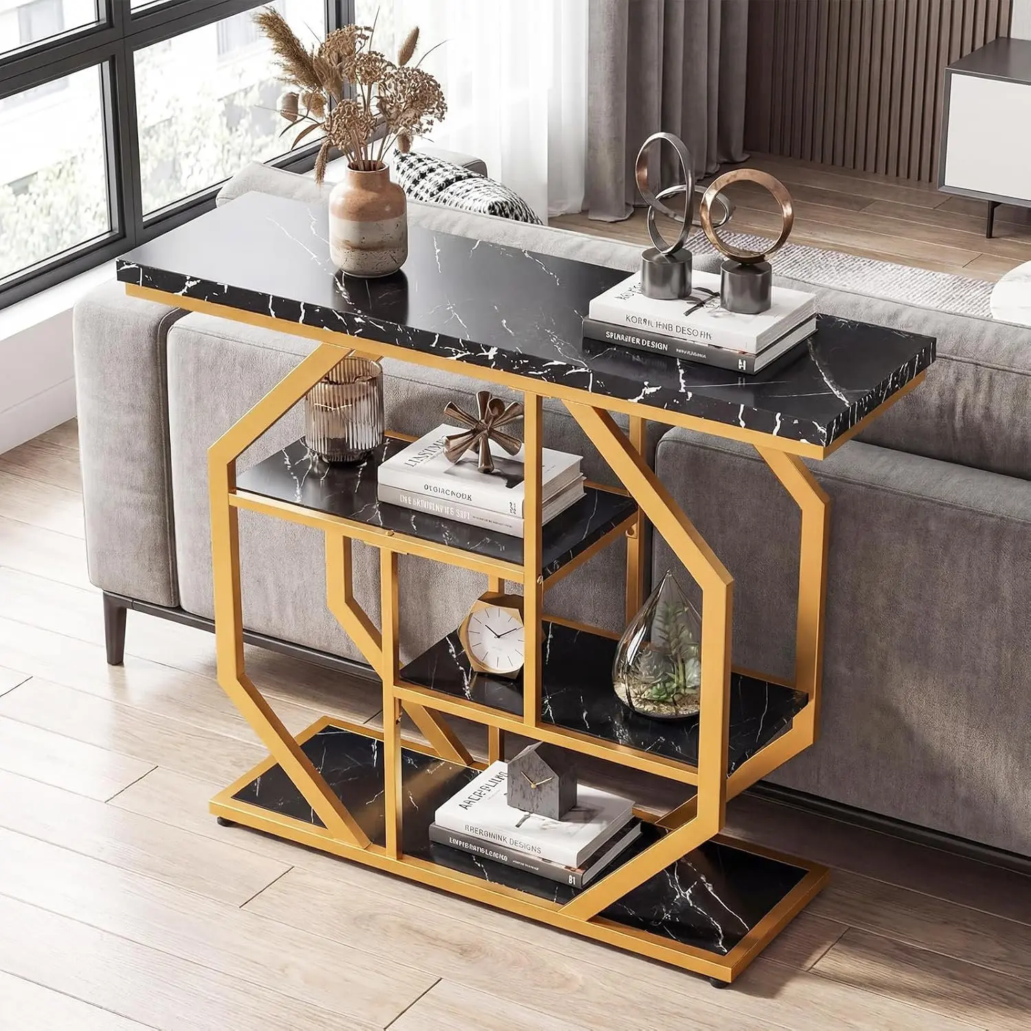 Masa auxiliara Costway JV13295DK (Black/Gold) - 5