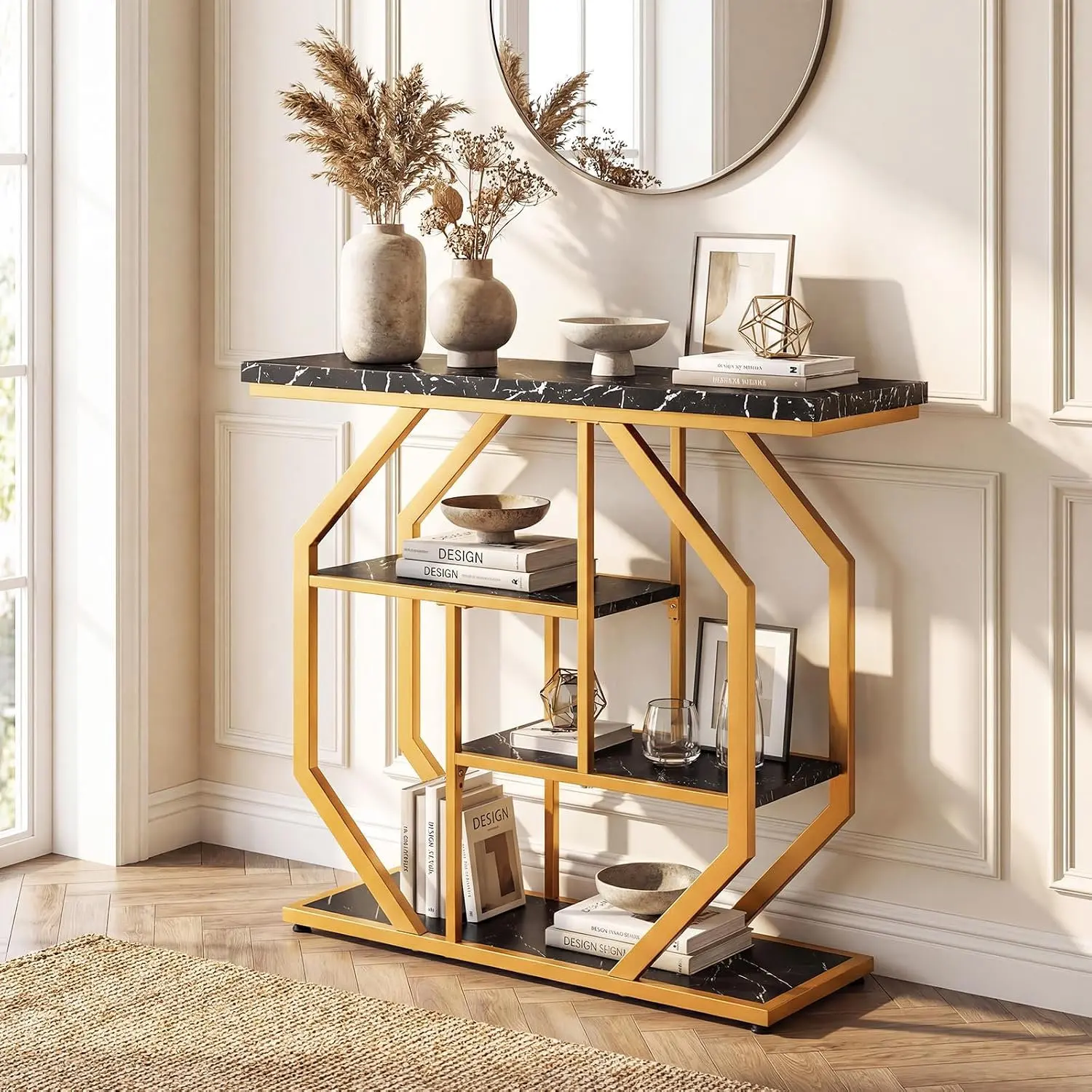 Masa auxiliara Costway JV13295DK (Black/Gold) - 6