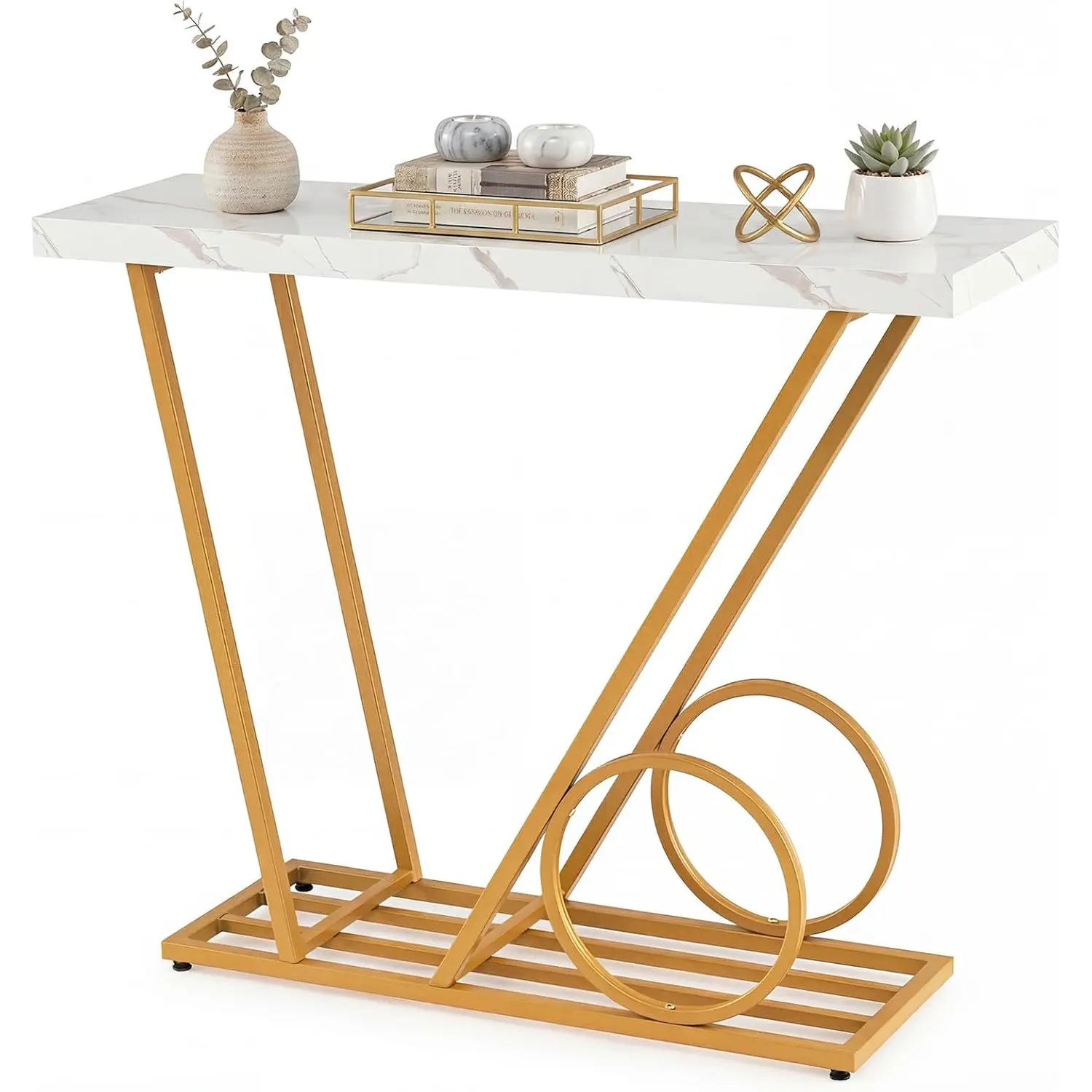 Консольный стол Costway JV13298WH (White/Gold) - 3