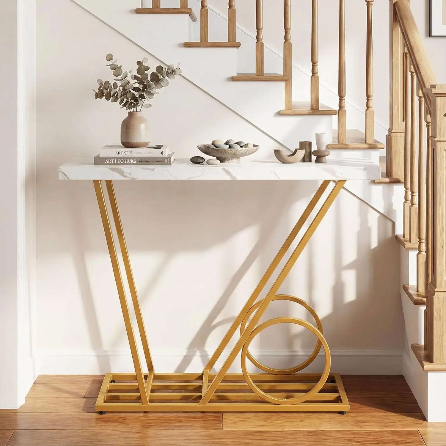 Консольный стол Costway JV13298WH (White/Gold) - 6