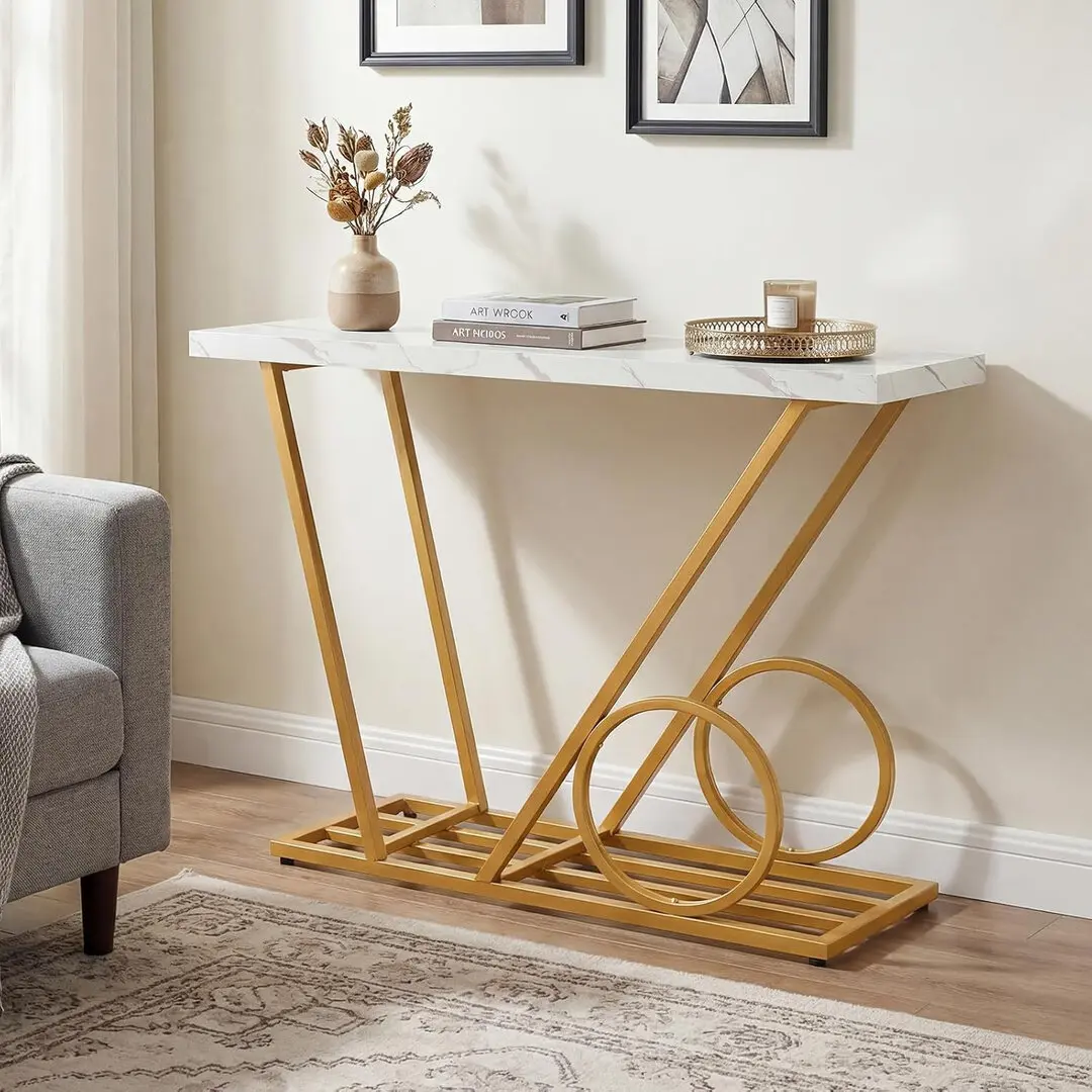 Консольный стол Costway JV13298WH (White/Gold)