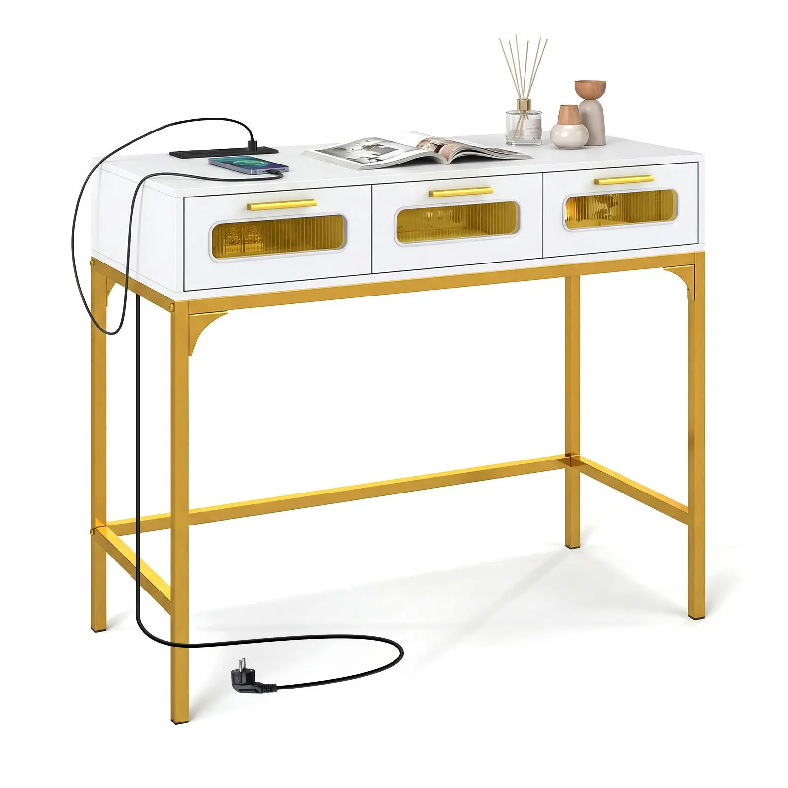 Masa auxiliara Costway JV13525DE-WH (White/Gold) - 2