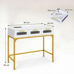 Masa auxiliara Costway JV13525DE-WH (White/Gold) Thumb