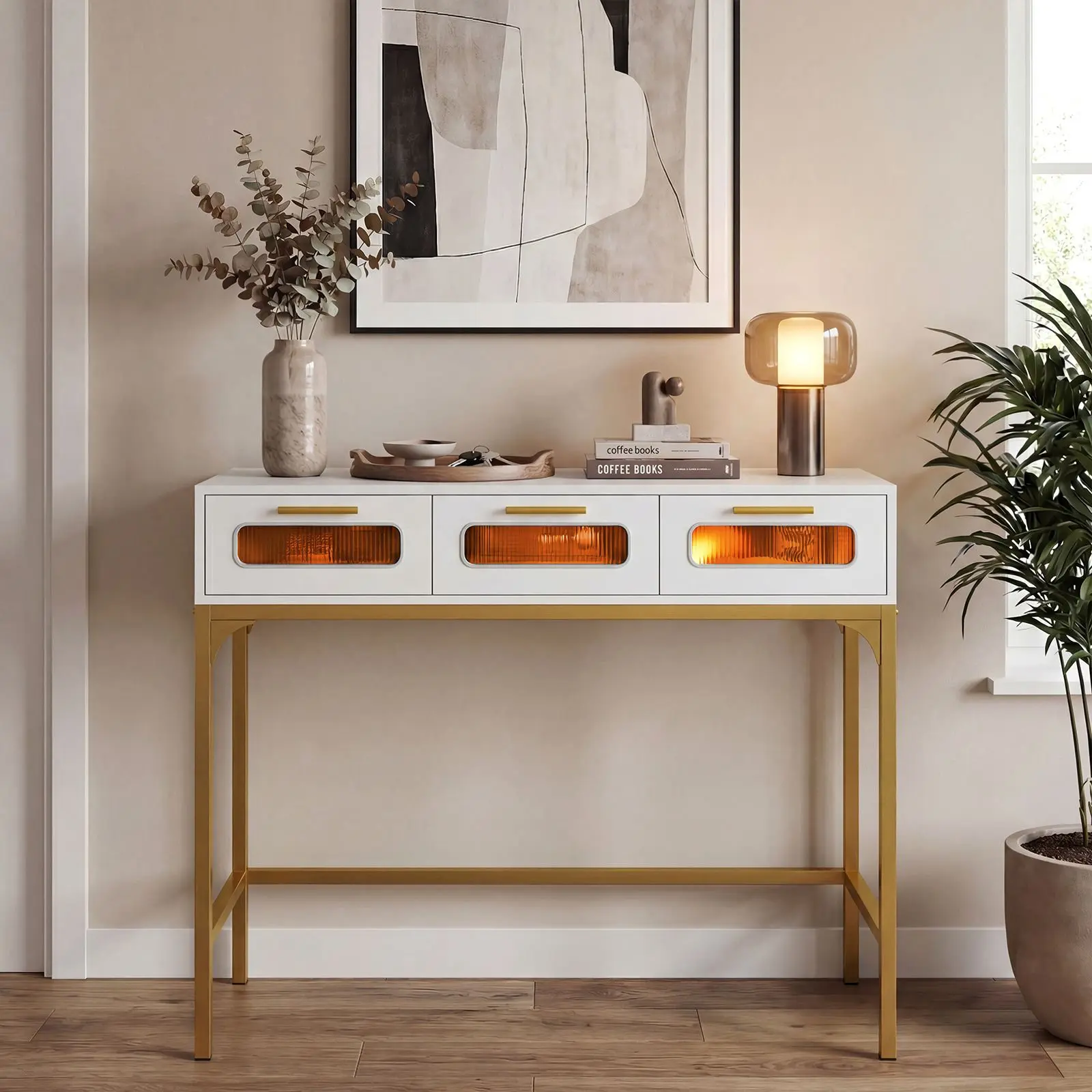 Masa auxiliara Costway JV13525DE-WH (White/Gold) - 4