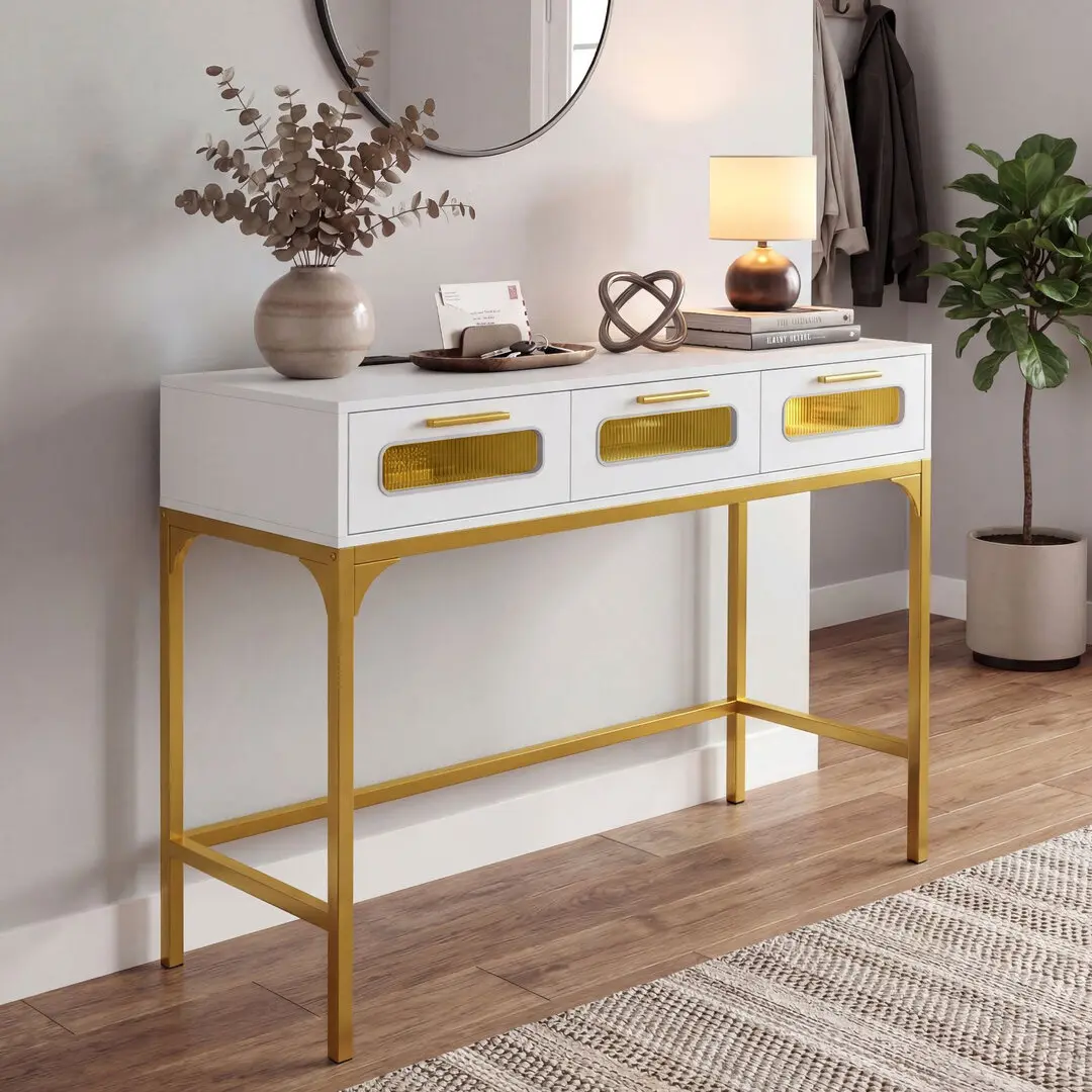 Masa auxiliara Costway JV13525DE-WH (White/Gold)